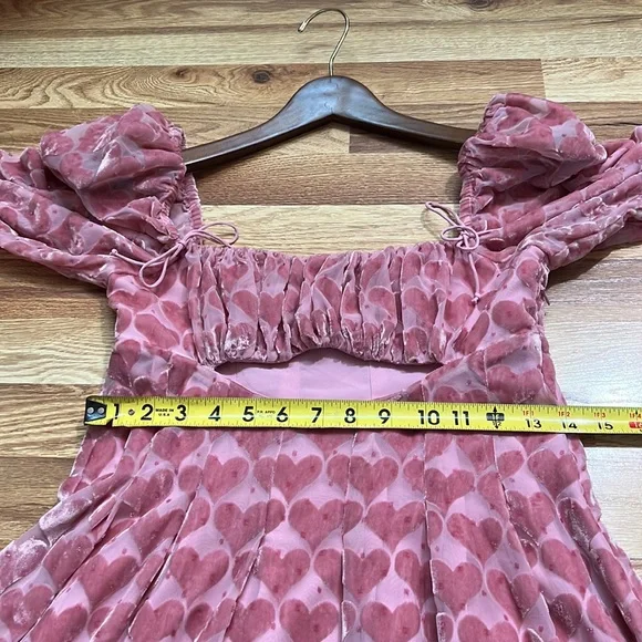 For Love Lemons Nikki Heart Burnout Cute Romantic Midi Dress size S - Picture 7 of 16